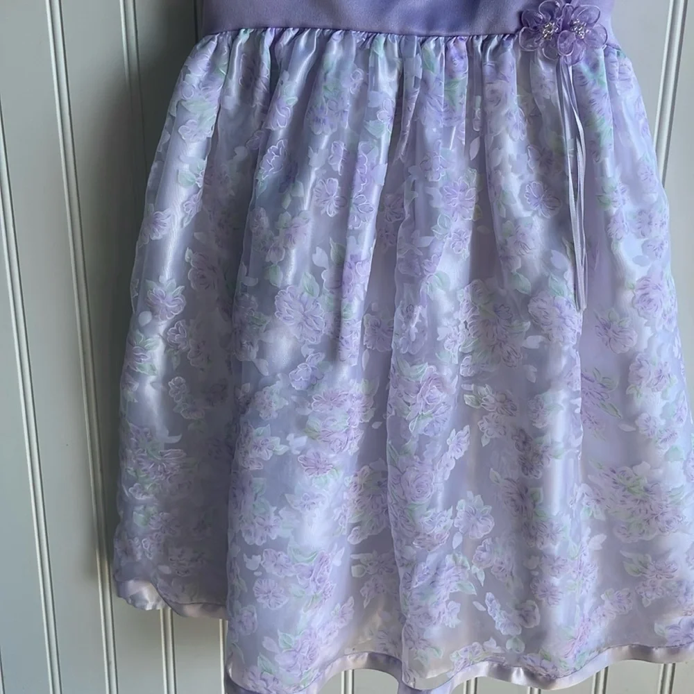 BROOKE LINDSAY GIRLS LAVENDER FLORAL FORMAL PUFFY SLEEVE DRESS SIZE 6X